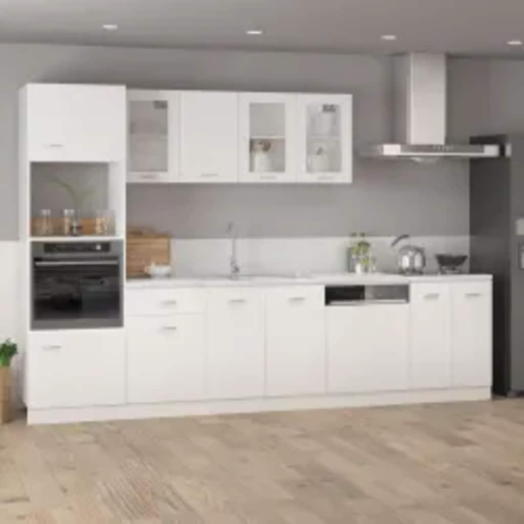 Køkkenskab til mikroovn 60x57x207 cm konstrueret træ hvid