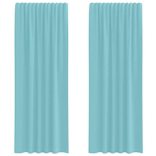 Voile-gardiner med løkker 2 stk. 140x260 cm turkis
