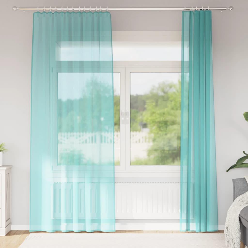 Voile-gardiner med løkker 2 stk. 140x225 cm turkis