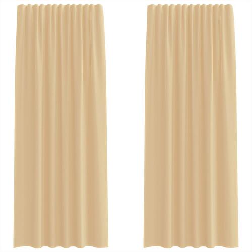 Voile-gardiner med løkker 2 stk. 140x245 cm sandfarvet