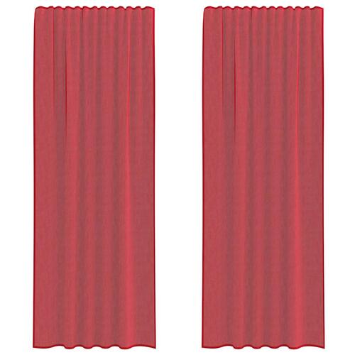 Voile-gardiner med løkker 2 stk. 140x260 cm vinrød