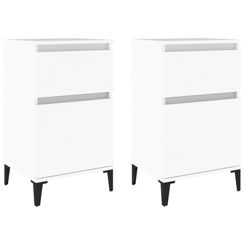 Sengeborde 2 stk. 40x35x70 cm hvid (OUTLET B)