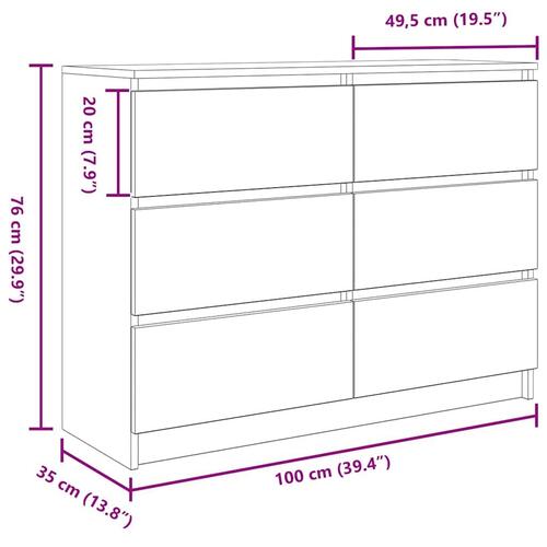 Skænk 100x35x76 cm konstrueret træ betongrå