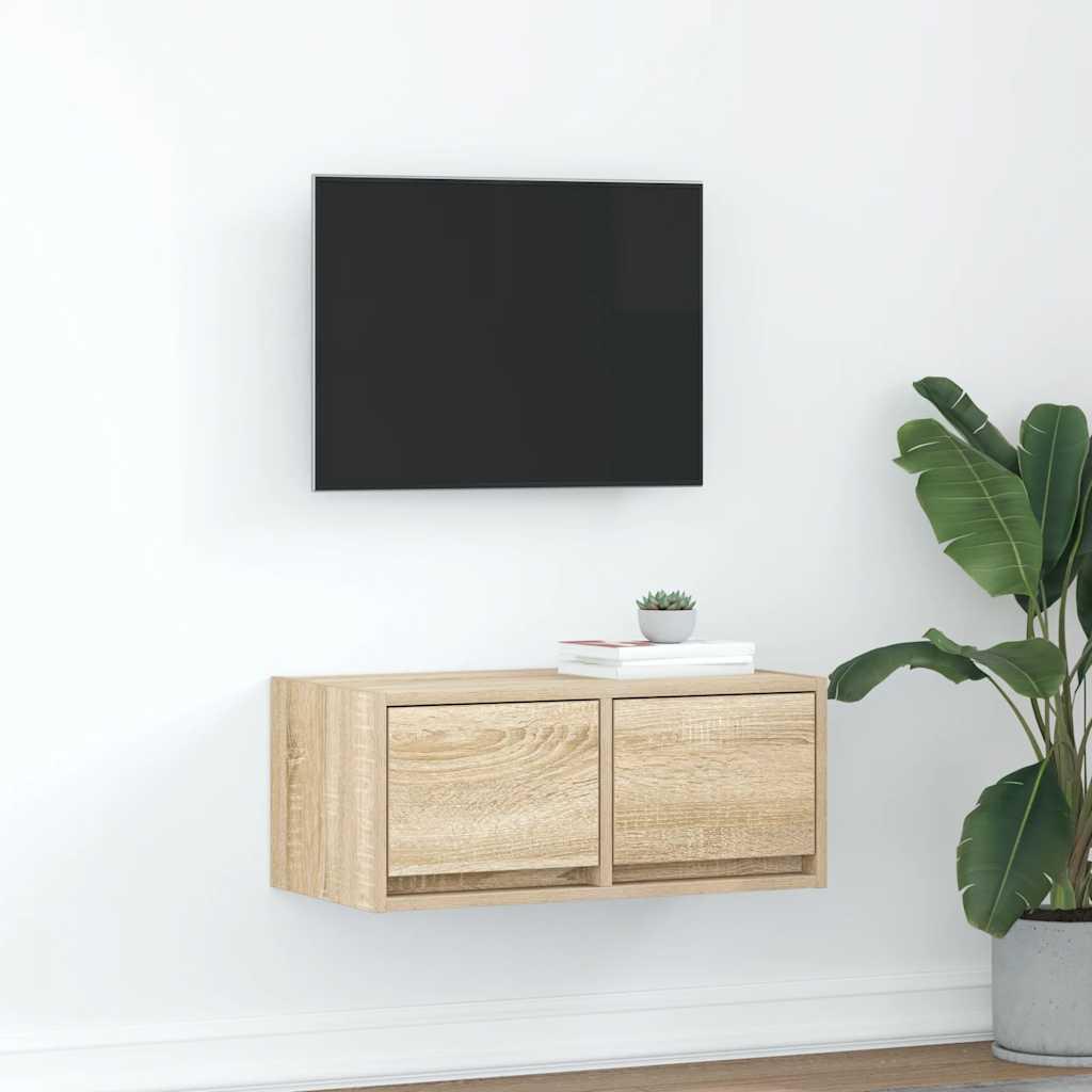Tv-bord 60x31x25,5 cm konstrueret træ sonoma-eg