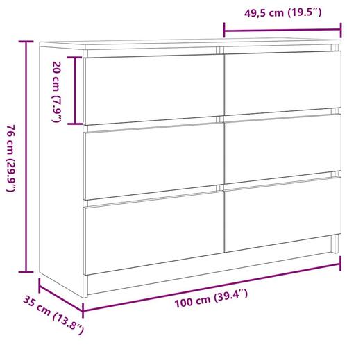 Skænk 100x35x76 cm konstrueret træ sonoma-eg