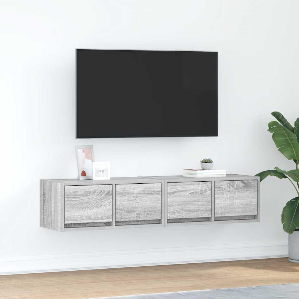 Tv-borde 2 stk. 60x31x25,5 cm konstrueret træ grå sonoma-eg