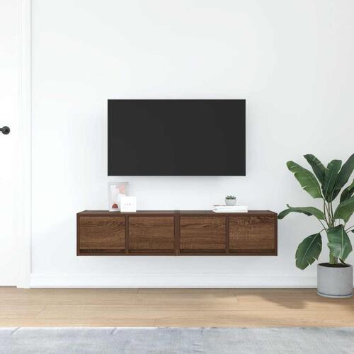 Tv-borde 2 stk. 60x31x25,5 cm konstrueret træ brunt egetræ