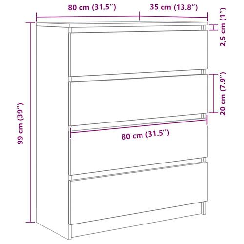 Skænk 80x35x99 cm konstrueret træ betongrå