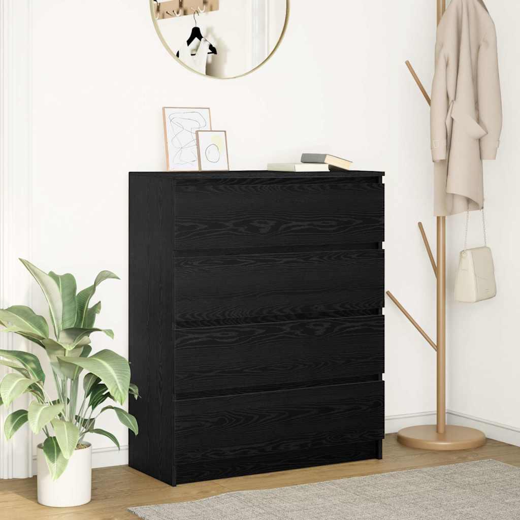 Skænk 80x35x99 cm konstrueret træ sort egetræsfarve