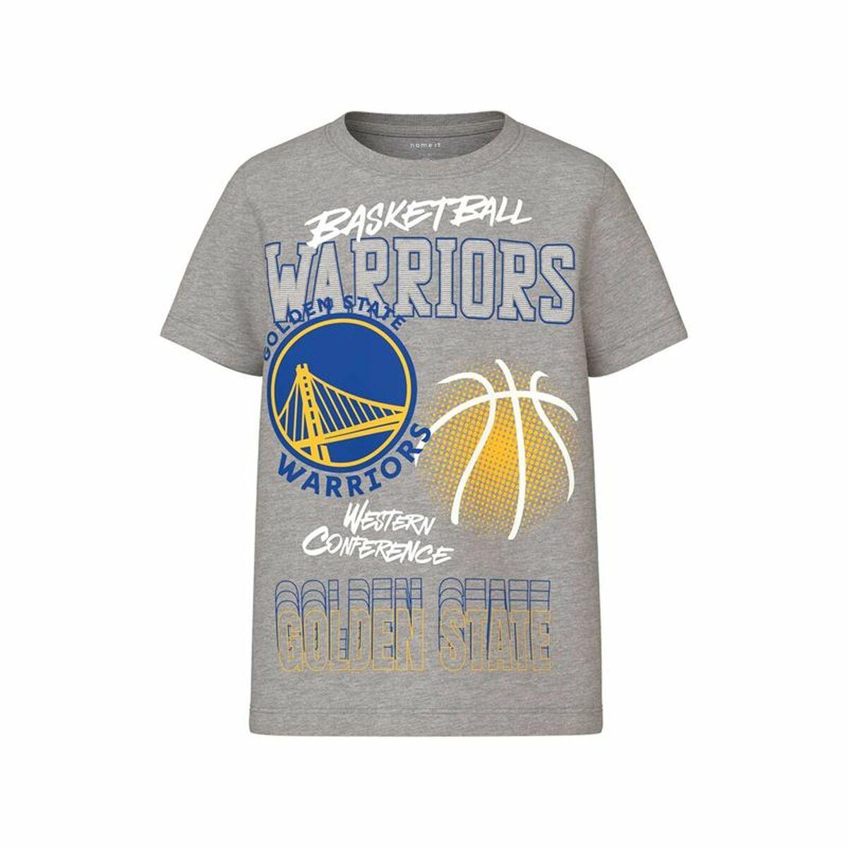 Name It børne T-shirt med NBA Warriors - lysegrå, 6 år billede