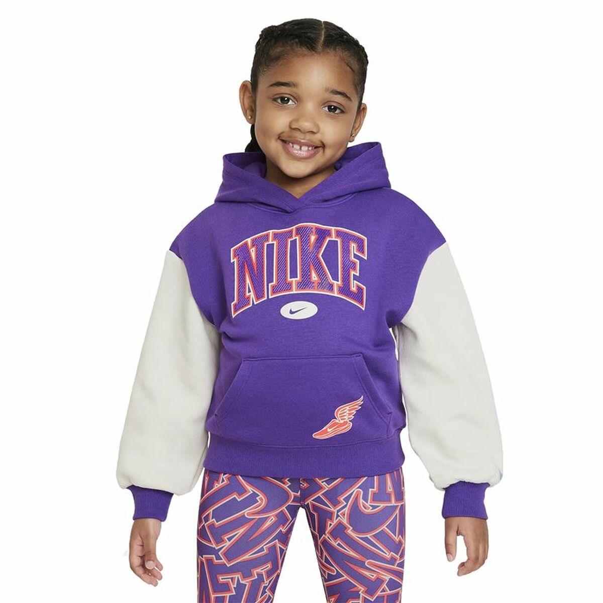 Sweatshirt med hætte til piger Nike Join The Club Violet 3-4 år