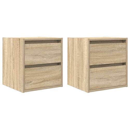 Væghængte sengeborde 2 stk. 38x34x40 cm sonoma-eg