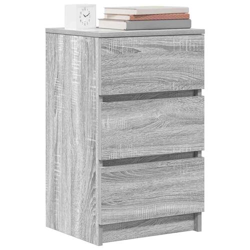 Sengeborde med 3 skuffer 2 stk. 39x35x65 cm grå sonoma-eg