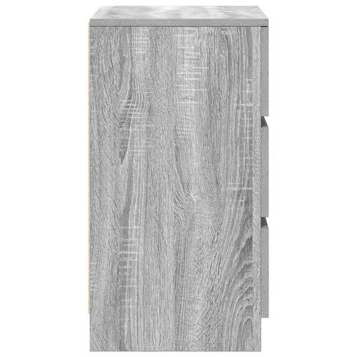 Sengeborde med 3 skuffer 2 stk. 39x35x65 cm grå sonoma-eg