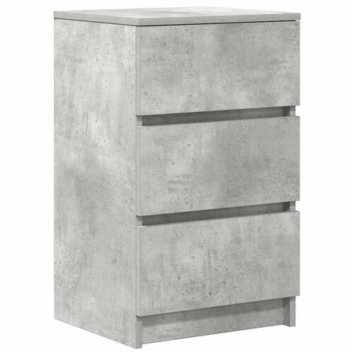 Sengebord med 3 skuffer 39x35x65 cm betongrå