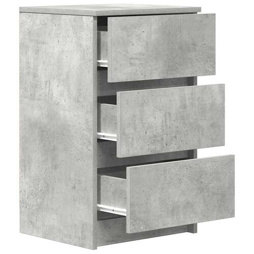 Sengebord med 3 skuffer 39x35x65 cm betongrå