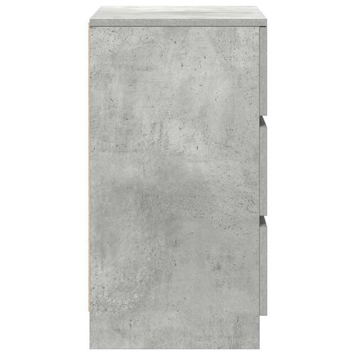 Sengebord med 3 skuffer 39x35x65 cm betongrå