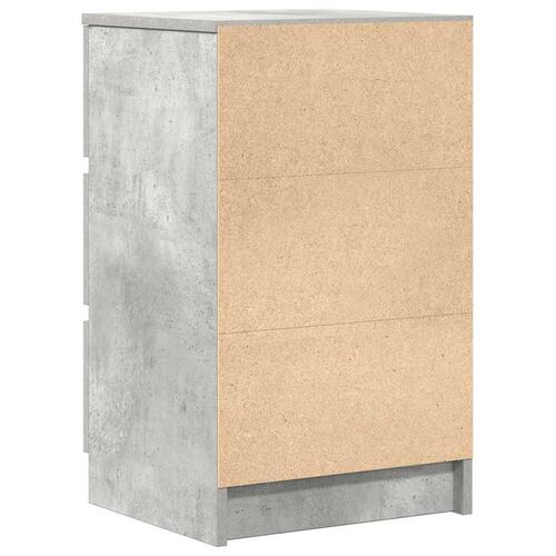 Sengebord med 3 skuffer 39x35x65 cm betongrå