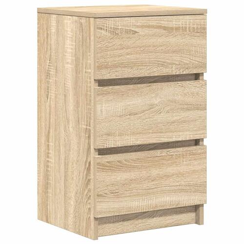 Sengebord med 3 skuffer 39x35x65 cm sonoma-eg