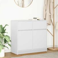 Kommode med skuffe 80x34x76 cm konstrueret træ hvid