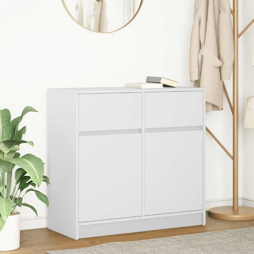Kommode med skuffe 80x34x76 cm konstrueret træ hvid