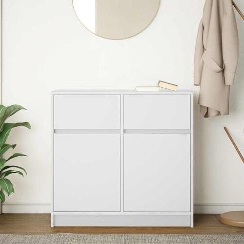 Kommode med skuffe 80x34x76 cm konstrueret træ hvid