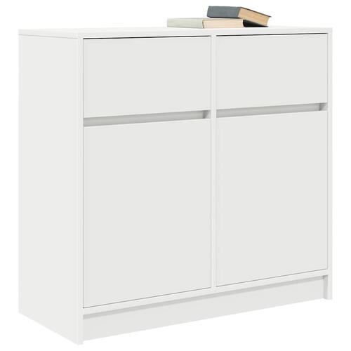 Kommode med skuffe 80x34x76 cm konstrueret træ hvid
