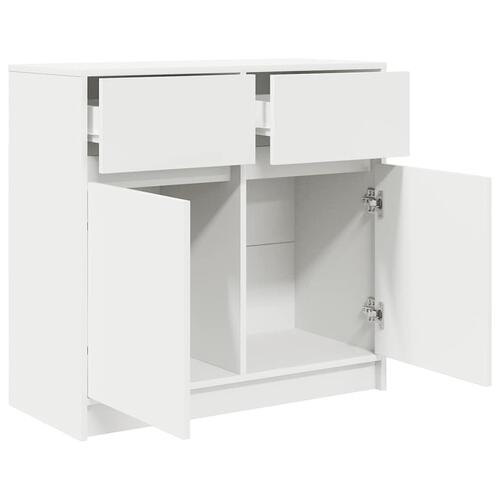 Kommode med skuffe 80x34x76 cm konstrueret træ hvid