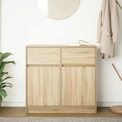 Skænk med skuffe 80x34x76 cm konstrueret træ sonoma-eg