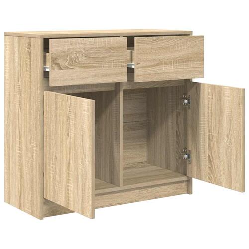 Skænk med skuffe 80x34x76 cm konstrueret træ sonoma-eg