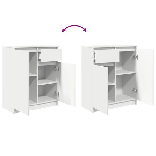 Skænk med skuffe 71x35x84 cm konstrueret træ hvid