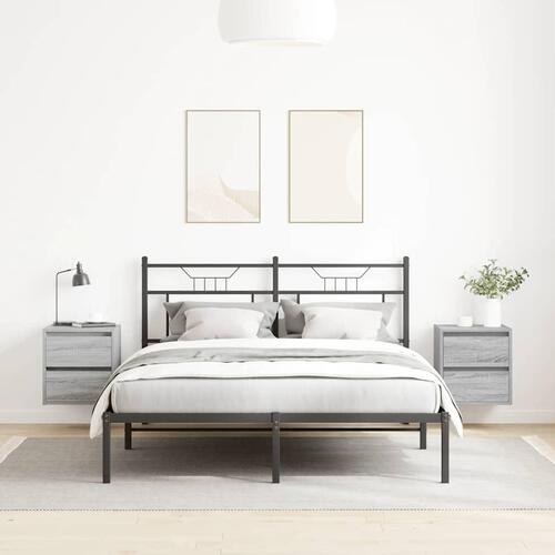 Væghængte sengeborde 2 stk. 38x34x40 cm grå sonoma-eg