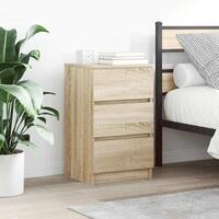Sengeborde med 3 skuffer 2 stk. 39x35x65 cm sonoma-eg