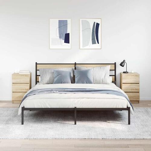 Sengeborde med 3 skuffer 2 stk. 39x35x65 cm sonoma-eg