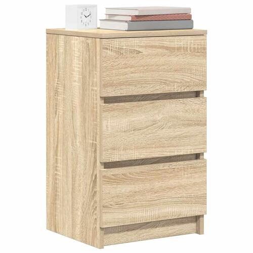 Sengeborde med 3 skuffer 2 stk. 39x35x65 cm sonoma-eg