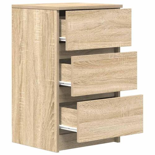 Sengeborde med 3 skuffer 2 stk. 39x35x65 cm sonoma-eg