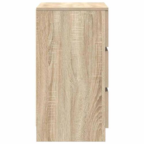 Sengeborde med 3 skuffer 2 stk. 39x35x65 cm sonoma-eg