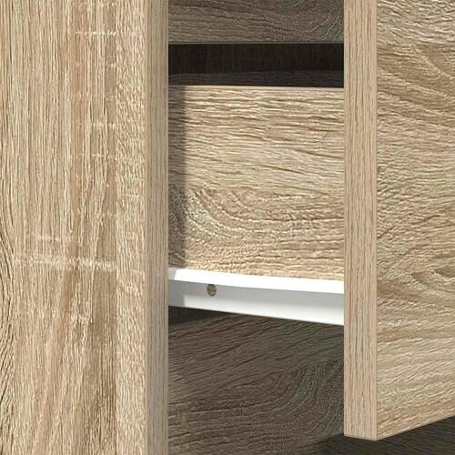 Sengeborde med 3 skuffer 2 stk. 39x35x65 cm sonoma-eg