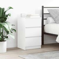 Sengebord med 3 skuffer 39x35x65 cm hvid