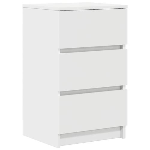Sengebord med 3 skuffer 39x35x65 cm hvid