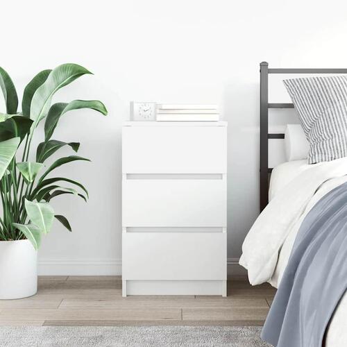 Sengebord med 3 skuffer 39x35x65 cm hvid