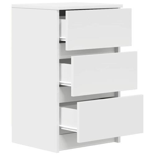 Sengebord med 3 skuffer 39x35x65 cm hvid
