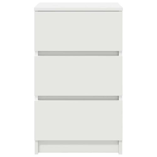 Sengebord med 3 skuffer 39x35x65 cm hvid