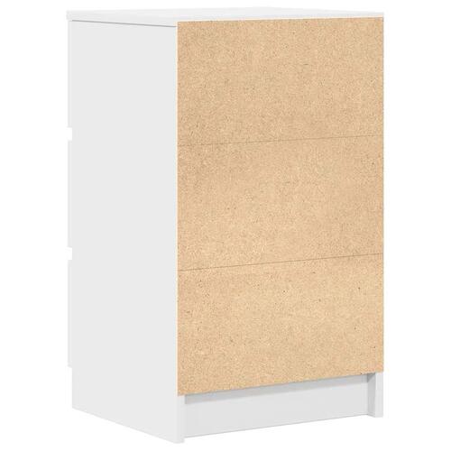 Sengebord med 3 skuffer 39x35x65 cm hvid