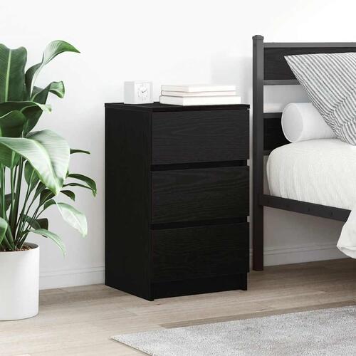Sengeborde med 3 skuffer 2 stk. 39x35x65 cm sort