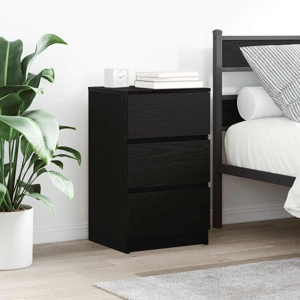 Sengeborde med 3 skuffer 2 stk. 39x35x65 cm sort