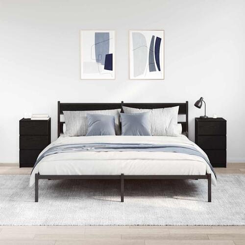 Sengeborde med 3 skuffer 2 stk. 39x35x65 cm sort
