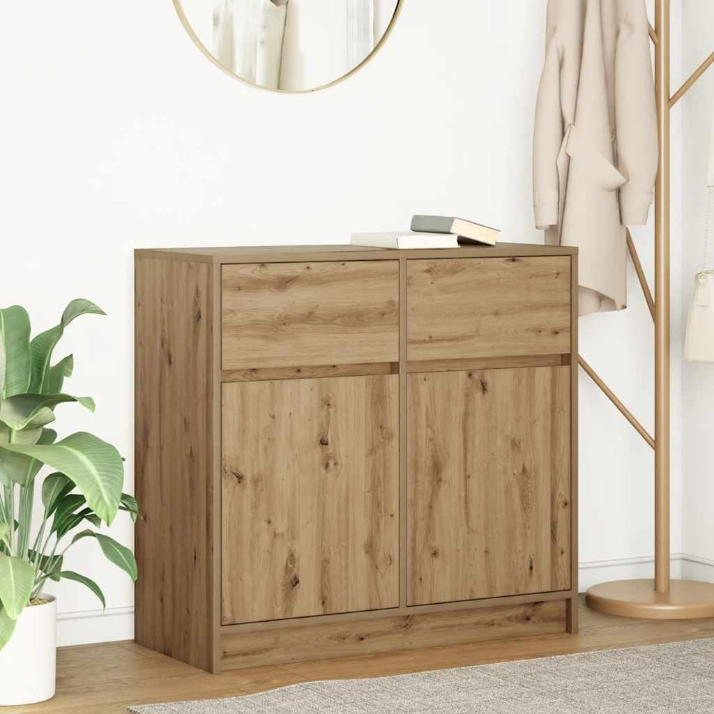 Skænk med skuffe 80x34x76 cm konstrueret træ kunsteg