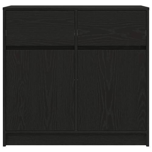 Skænk med skuffe 80x34x76 cm konstrueret træ sort egetræ