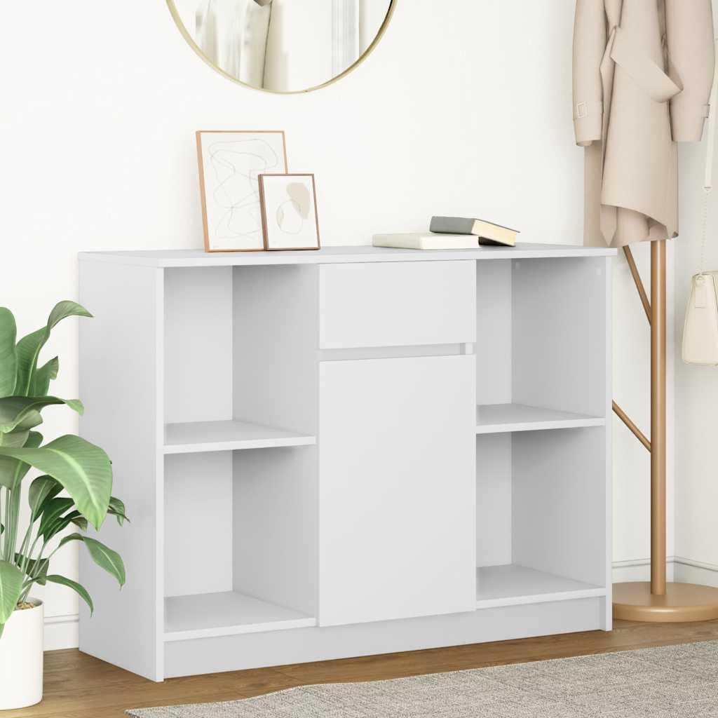 Skænk med skuffe 101x35x76 cm konstrueret træ hvid